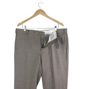 Zanella Parker Mens Dress Pants 38 x28 Tan Wool Flat Front Stretch Waist Italy